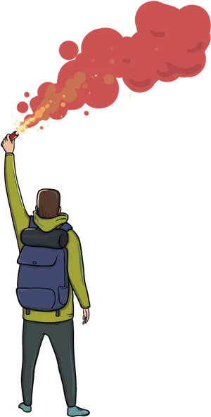 Hiker Signaling Distress Flare PNG Image