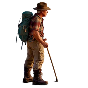 Hiker With Walking Stick Png Xqs PNG Image