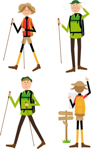 Hiking_ Adventure_ Cartoon_ Characters PNG Image