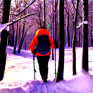 Hiking in Winter Snow PNG pja60 PNG with transparent background