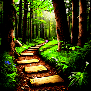 Hiking Path Through Woods PNG dou PNG image with transparent background