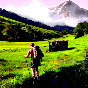 Hiking Through Meadows PNG 06202024 PNG with transparent background