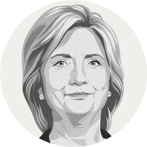 Hillary Clinton Portrait Greyscale PNG Image