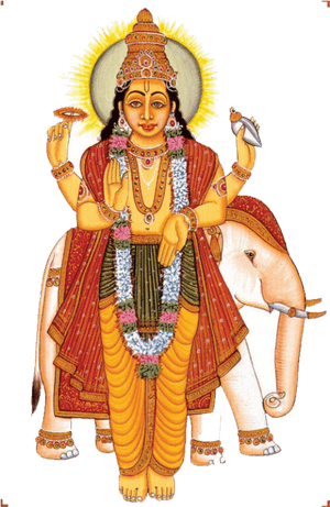 Hindu_ Deity_ Brihaspati_on_ Elephant PNG with transparent background