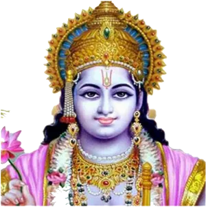 Hindu Deity Lord Vishnu Portrait PNG Image