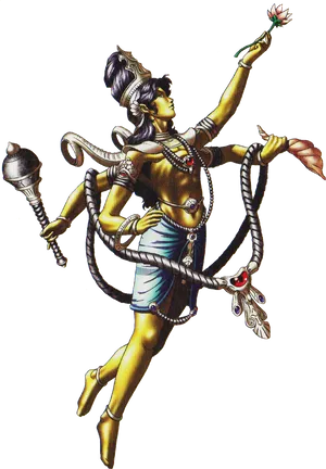 Hindu_ Deity_ Multi_ Armed_ Figure.png PNG Image