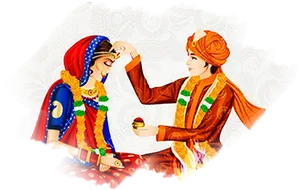 Hindu Wedding Ceremony Sindoor Application PNG Image