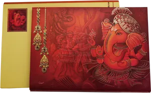 Hindu Wedding Invitation Ganesha Design PNG Image