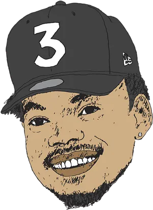 Hip Hop_ Artist_ Illustration_ Number3_ Cap PNG Image