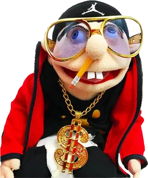 Hip Hop Muppet Character With Gold Chainand Sunglasses PNG Image