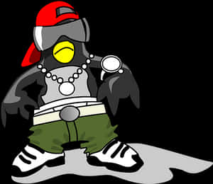 Hip Hop Penguin Cartoon PNG with transparent background