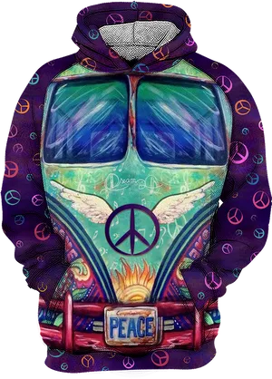 Hippie Van Hoodie Art PNG Image