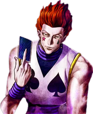 Hisoka Holding Playing Card PNG Image