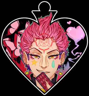 Hisoka Morow Heart Frame Art PNG image with transparent background