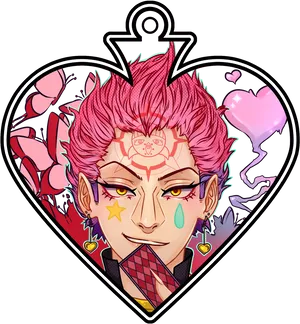 Hisoka Morow Heart Frame Art PNG Image