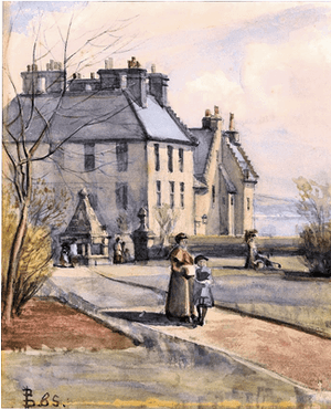 Historic Mansion Watercolor Painting PNG image with transparent background