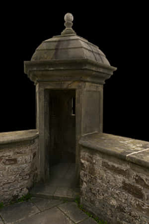Historic Stone Sentry Box PNG image with transparent background