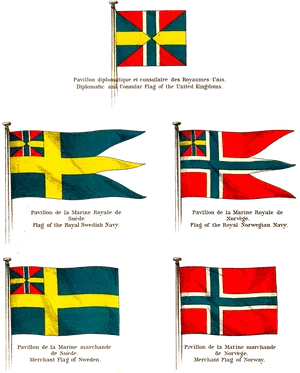 Historical Scandinavian Naval Flags PNG Image