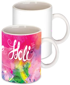 Holi Festival Colorful Mugs PNG Image