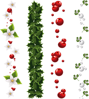 Holiday Hollyand Berries Pattern PNG image with transparent background