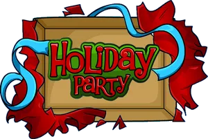 Holiday Party Sign Illustration PNG Image