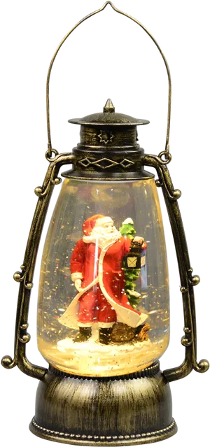 Holiday Santa Snow Globe Lantern PNG Image