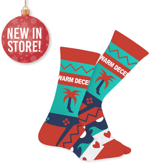 Holiday Socksand Ornament Promotion PNG image with transparent background