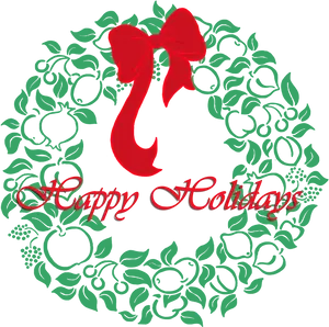 Holiday Wreathwith Red Bow PNG Image