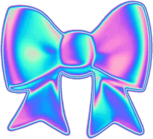 Holographic Bow Kawaii Aesthetic.png PNG Image