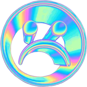 Holographic_ Sad_ Emoji PNG Image