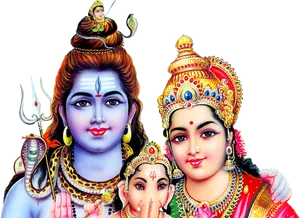 Holy_ Triad_of_ Hindu_ Deities_ Shiva_ Parvati_ Ganesh.jpg PNG Image