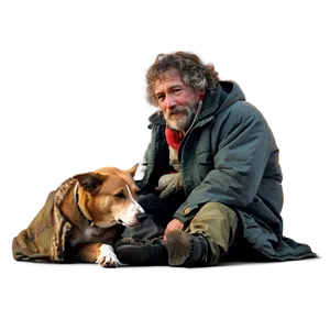 Homeless Man With Dog Png Qxm1 PNG Image