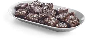 Homemade Chocolate Brownies Plate PNG Image