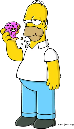 Homer Simpson Eating Donut PNG Image