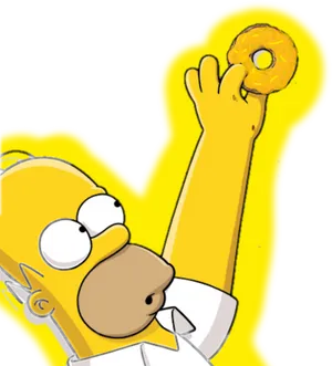 Homer Simpson Holding Donut PNG Image