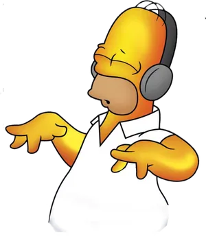 Homer Simpson Listening Music PNG Image