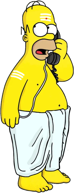 Homer Simpson On Phone PNG Image