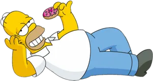 Homer Simpson Relaxingwith Donut.png PNG Image