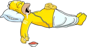 Homer Simpson Sleepingwith Donuts PNG Image