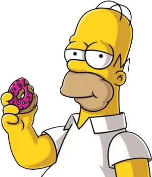 Homer Simpson With Donut.png PNG Image