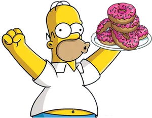 Homer Simpsonwith Donuts PNG Image