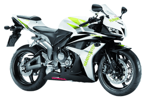 Honda Sportbike White Green Livery PNG image with transparent background