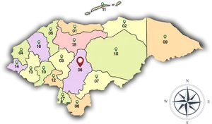 Honduras Administrative Divisions Map PNG Image