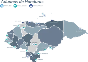 Honduras Customs Portsand Terminals Map PNG Image