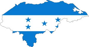 Honduras Flag Map Outline PNG Image