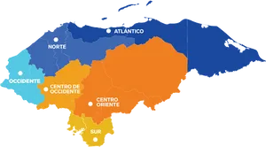 Honduras Regional Division Map PNG Image