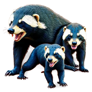 Honey Badger Family Illustration Png 06252024 PNG Image