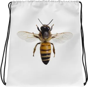 Honey Bee On White Drawstring Bag PNG Image