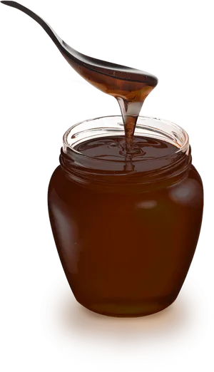 Honey Jar Pouring Spoon PNG Image