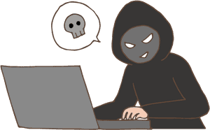 Hooded Hackerat Computerwith Skull Icon PNG image with transparent background